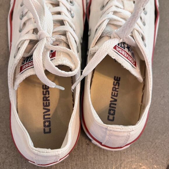 Converse  chuck taylor all star low top white canvas women size 8 sneaker shoes - Picture 11 of 13